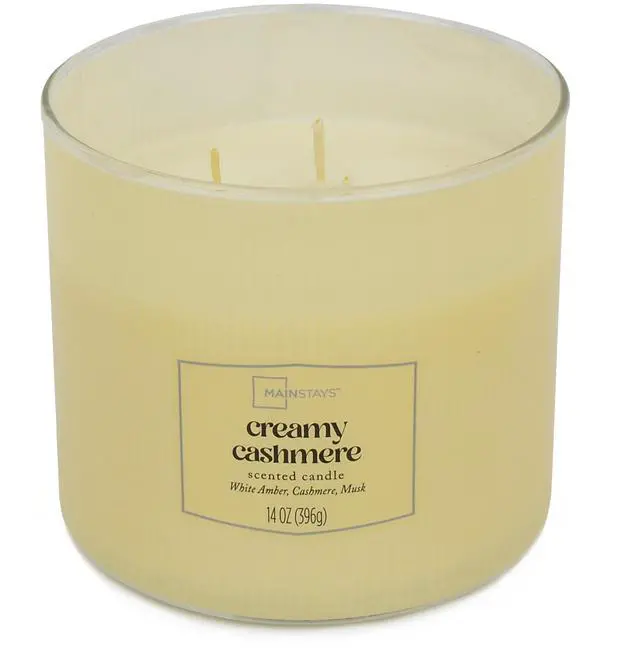 Main image of Mainstays Textured Wrapped 3-Wick Candle, Creamy Cashmere, 14 Ounce