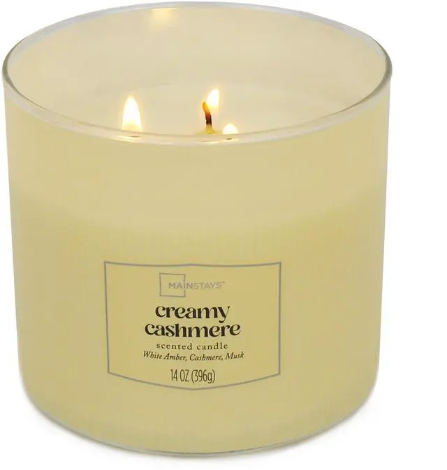 Alt view image 2 of 5 - Mainstays Textured Wrapped 3-Wick Candle, Creamy Cashmere, 14 Ounce