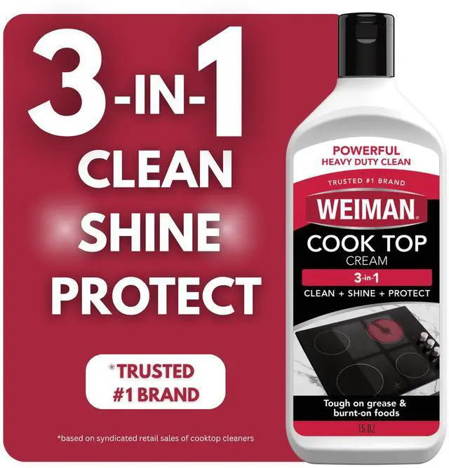 Main image of Weiman Cooktop Cleaner and Polish Cream for Glass, Ceramic and Induction Surfaces -15 oz, Unscented