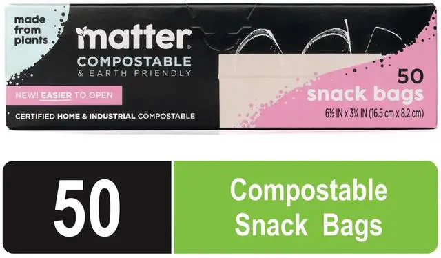 Main image of Matter Compostable Snack Size Food Storage Bags, 50 Count
