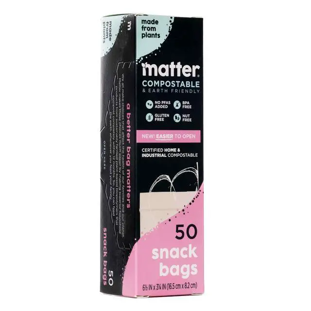 Alt view image 6 of 6 - Matter Compostable Snack Size Food Storage Bags, 50 Count