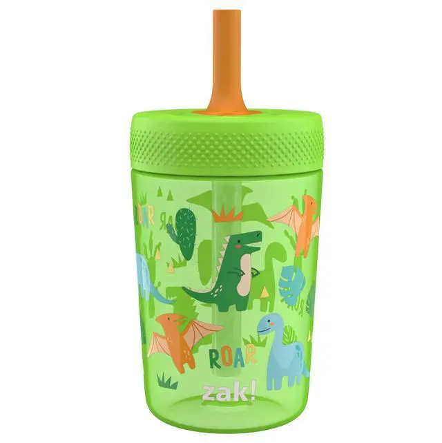 Main image of Zak Designs 12oz Dinosaur Straw Tumbler, Leak-Proof, Easy to Hold