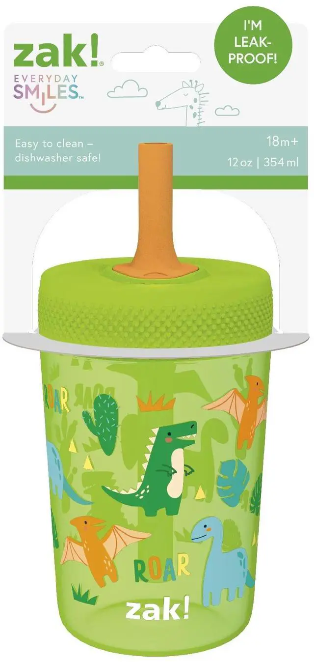 Alt view image 2 of 6 - Zak Designs 12oz Dinosaur Straw Tumbler, Leak-Proof, Easy to Hold
