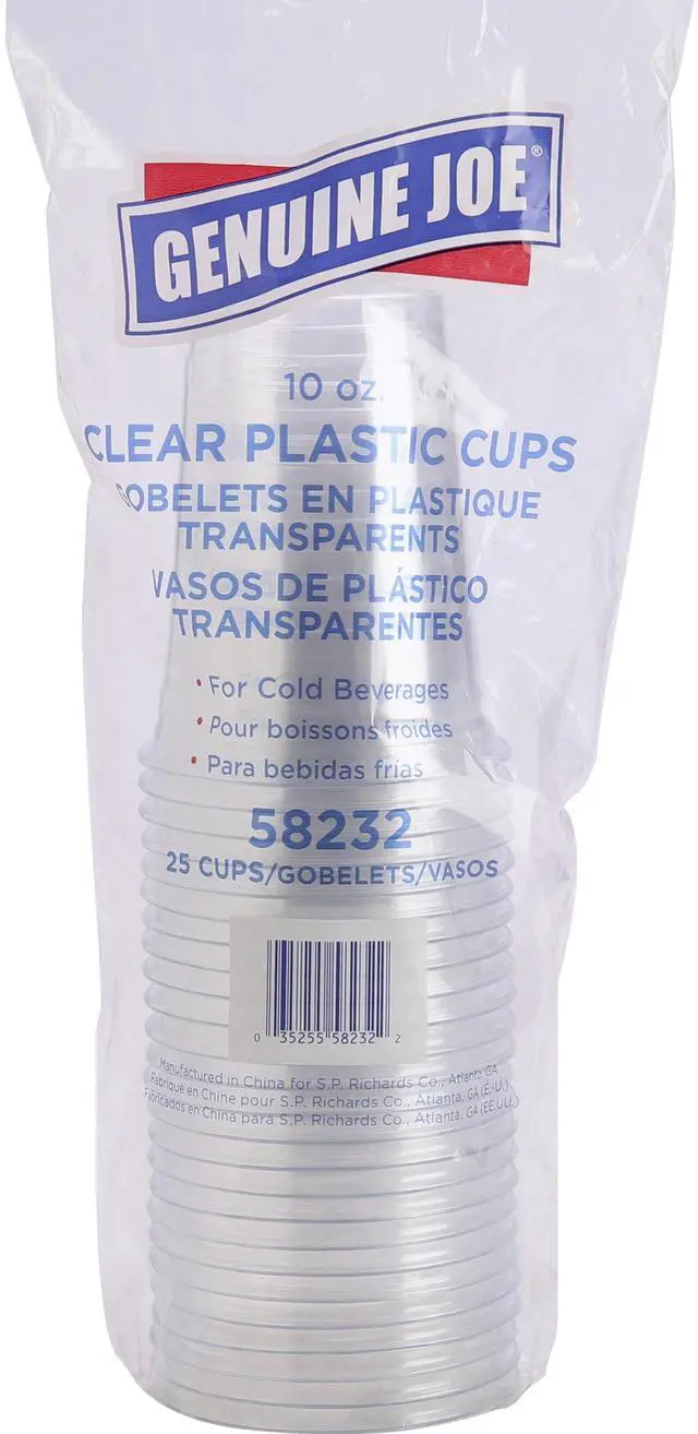 Main image of Genuine Joe, GJO58232, Clear Plastic Cups, 25 / Pack, Clear, 10 fl oz