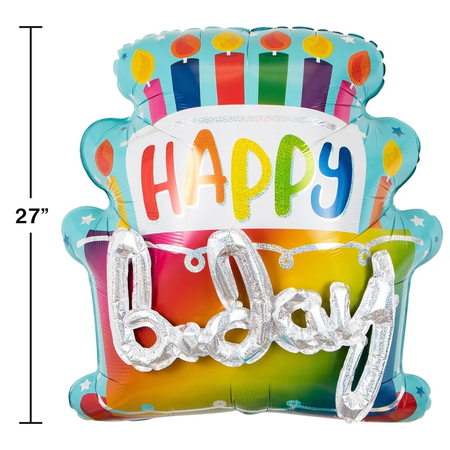 Alt view image 3 of 5 - 27 inch Happy Birthday Cake Foil Balloon, Multicolor, by Way To Celebrate