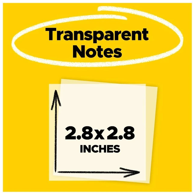 Alt view image 2 of 5 - Post-it Transparent Notes, Clear, 2.8 in. x 2 .8 in., 36 Sheets, 1 Pad