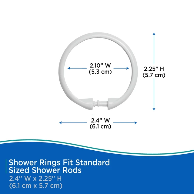 Alt view image 4 of 7 - Kenney Rust-Proof Smooth Plastic Shower Curtain Rings, Set of 12, White