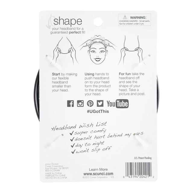 Alt view image 5 of 5 - Scunci No-Slip Grip Flexible Skinny Plastic Headbands, Multicolor, 2 Count