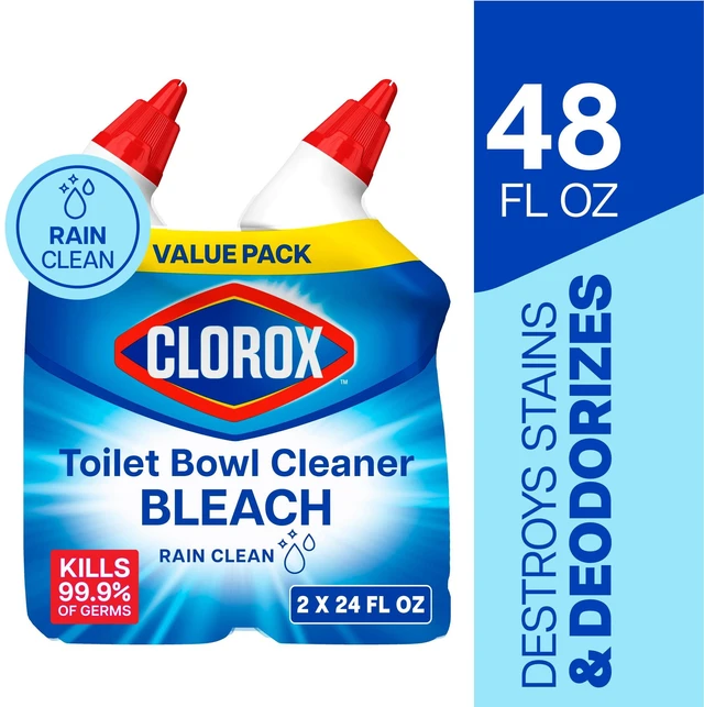 Main image of Clorox Toilet Bowl Bathroom Cleaner with Bleach, Rain Clean, 24 fl oz, 2 Pack