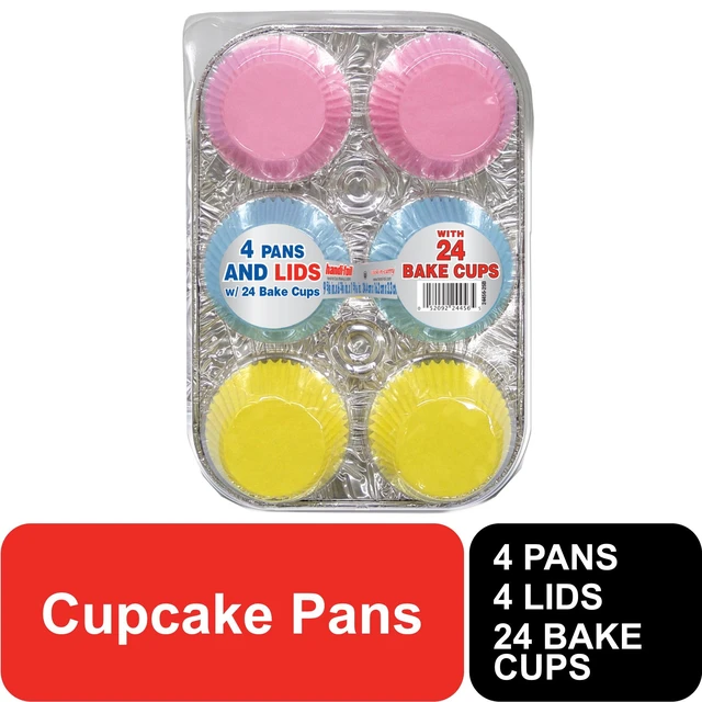 Alt view image 2 of 4 - Handi-Foil 6 Cup Aluminum Muffin Pan with Liners and Lid (4 Pack)