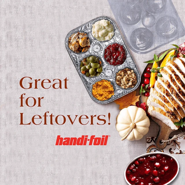 Alt view image 4 of 4 - Handi-Foil 6 Cup Aluminum Muffin Pan with Liners and Lid (4 Pack)