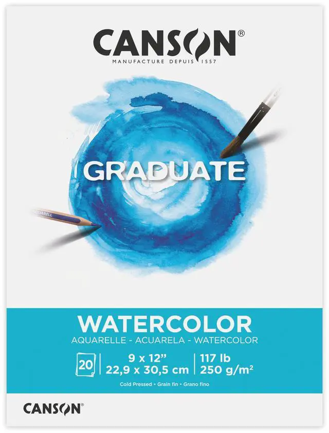 Main image of Canson Graduate 9" x 12" Watercolor Paper Pad (20 Sheets), Art Paper for Adults and Students