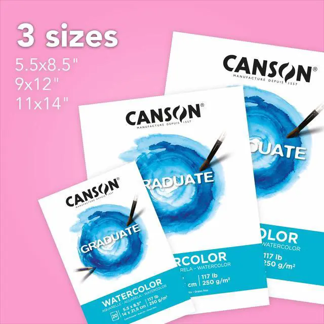 Alt view image 4 of 5 - Canson Graduate 9" x 12" Watercolor Paper Pad (20 Sheets), Art Paper for Adults and Students