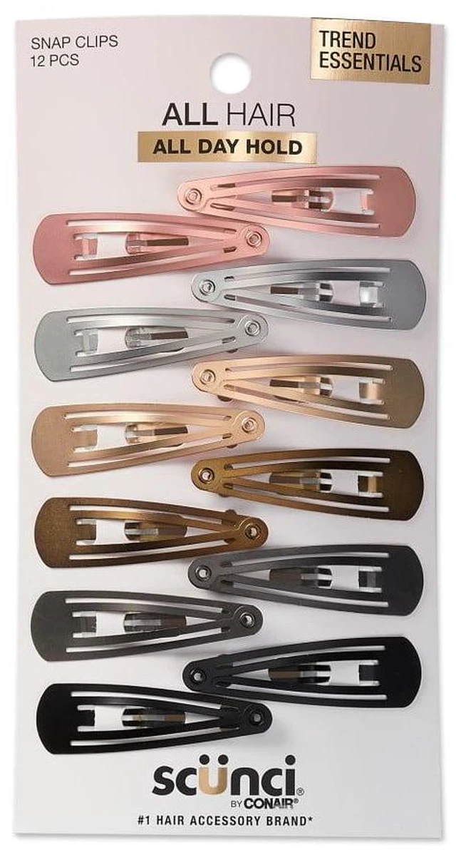 Main image of Scunci Decorative Open Side Design Snap Clips, Multicolor, 12 Count