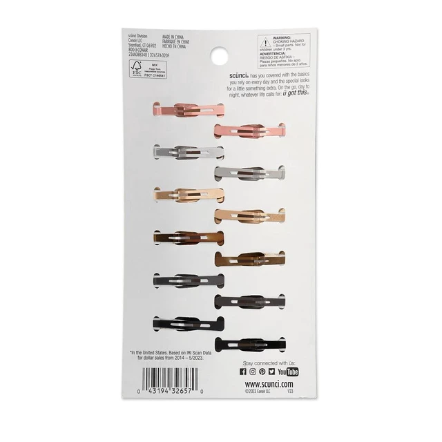 Alt view image 5 of 5 - Scunci Decorative Open Side Design Snap Clips, Multicolor, 12 Count