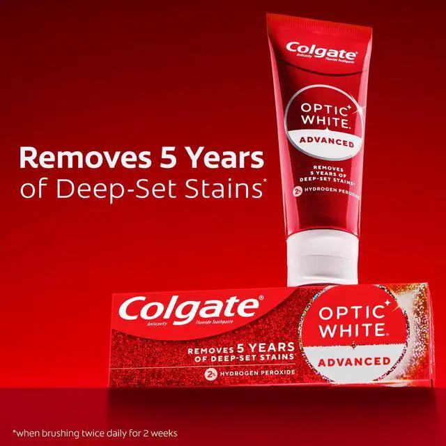 Alt view image 3 of 5 - Colgate Optic White Advanced Sparkling White Toothpaste with 2% Hydrogen Peroxide, Mint, 3.2 OZ