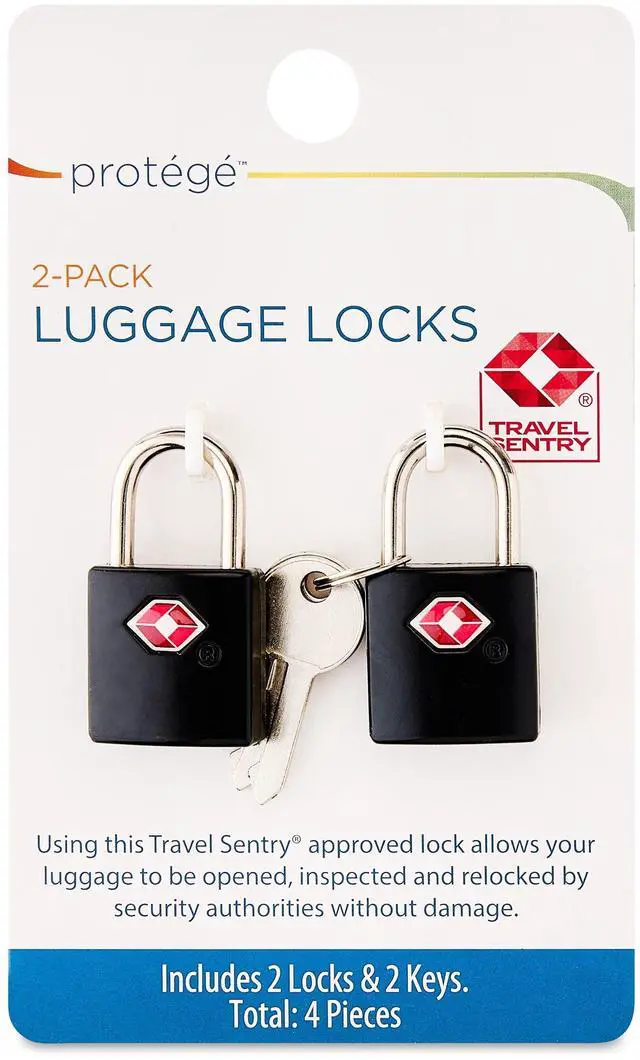 Alt view image 2 of 4 - Protege Key Luggage Locks, Black, Set of 2