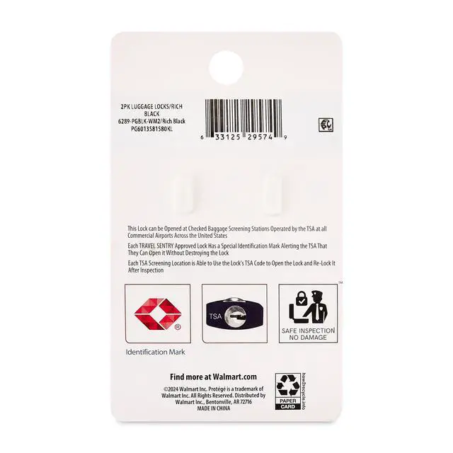 Alt view image 4 of 4 - Protege Key Luggage Locks, Black, Set of 2