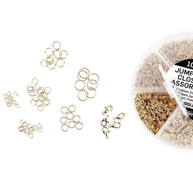 Alt view image 5 of 6 - Cousin DIY 1030-Piece Gold Finish Jump Ring & Lobster Clasp Assortment Metal Jewelry Findings Kit for Bracelet and Necklace Crafts