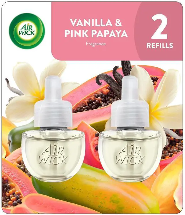 Main image of Air Wick Plug-In Scented Oil Warmer Air Freshener Refills, Vanilla & Pink Papaya, 2 Count