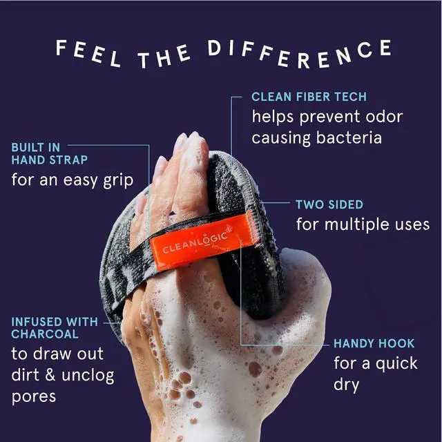 Alt view image 2 of 4 - Cleanlogic Detoxify Dual-Texture Body Buffer, Charcoal-Infused Exfoliating Body Cleanser