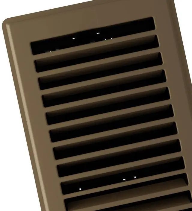Alt view image 2 of 7 - Imperial 4-inch x 10-inch Chocolate Steel Painted Louvered Floor Register, Powder-coated, with Plastic Boot, 1-way