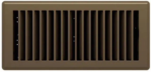 Alt view image 7 of 7 - Imperial 4-inch x 10-inch Chocolate Steel Painted Louvered Floor Register, Powder-coated, with Plastic Boot, 1-way