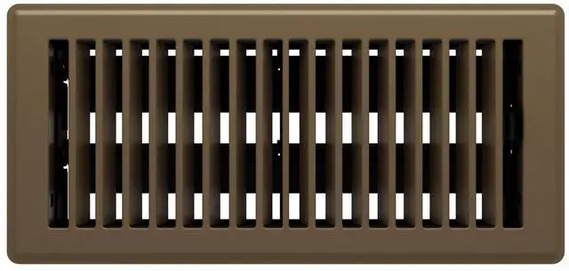 Alt view image 3 of 7 - Imperial 4-inch x 10-inch Chocolate Steel Painted Louvered Floor Register, Powder-coated, with Plastic Boot, 1-way