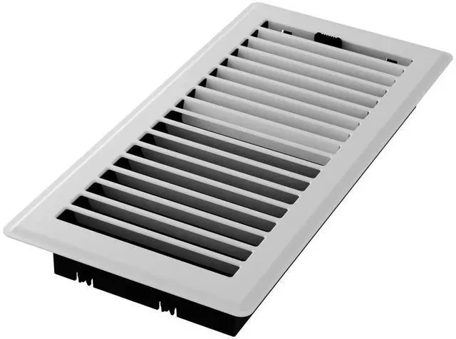 Main image of Imperial 4-inch x 10-inch White Steel Painted Louvered Floor Register, Powder-coated, with Plastic Boot, 1-way