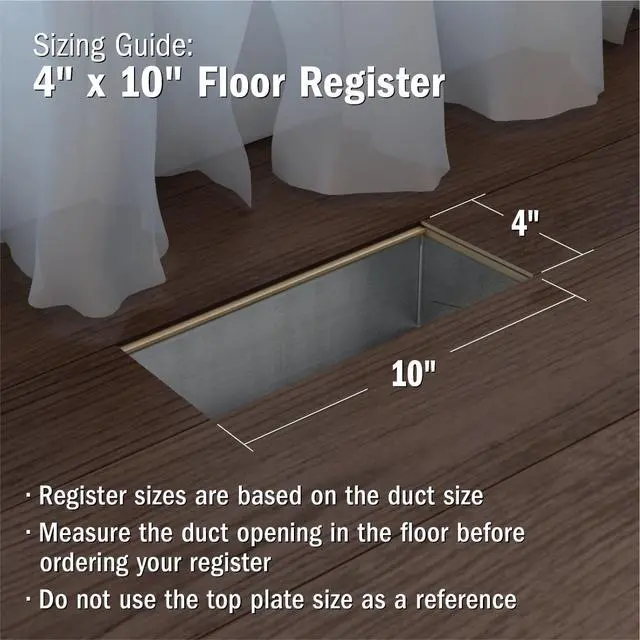 Alt view image 4 of 5 - Imperial 4-inch x 10-inch White Steel Painted Louvered Floor Register, Powder-coated, with Plastic Boot, 1-way