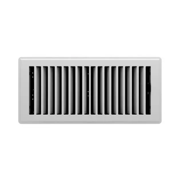 Alt view image 2 of 5 - Imperial 4-inch x 10-inch White Steel Painted Louvered Floor Register, Powder-coated, with Plastic Boot, 1-way