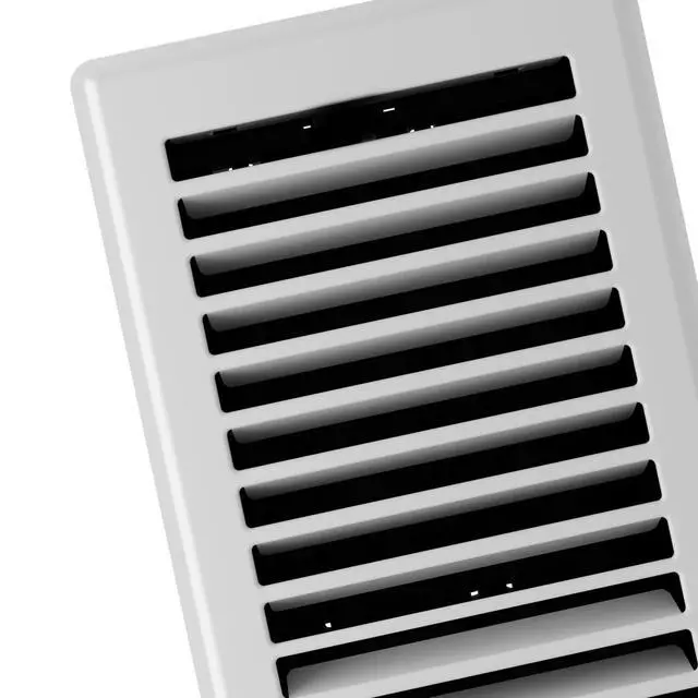 Alt view image 3 of 5 - Imperial 4-inch x 10-inch White Steel Painted Louvered Floor Register, Powder-coated, with Plastic Boot, 1-way