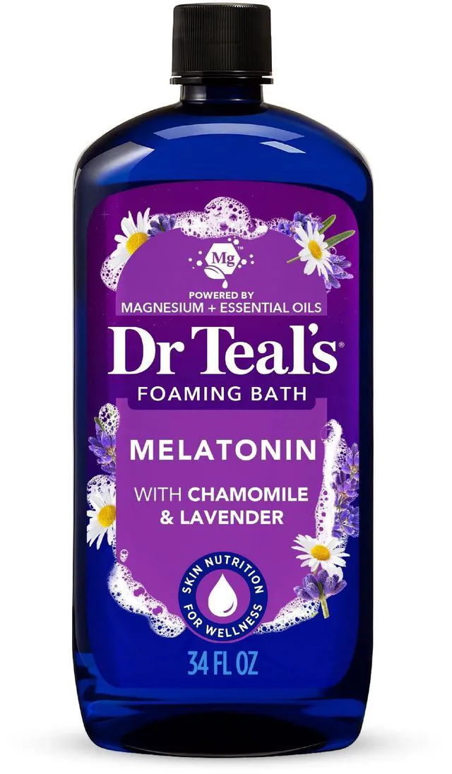 Main image of Dr Teal's Foaming Bath, Sleep Bath with Melatonin, Lavender & Chamomile Essential Oils, 34 fl oz.