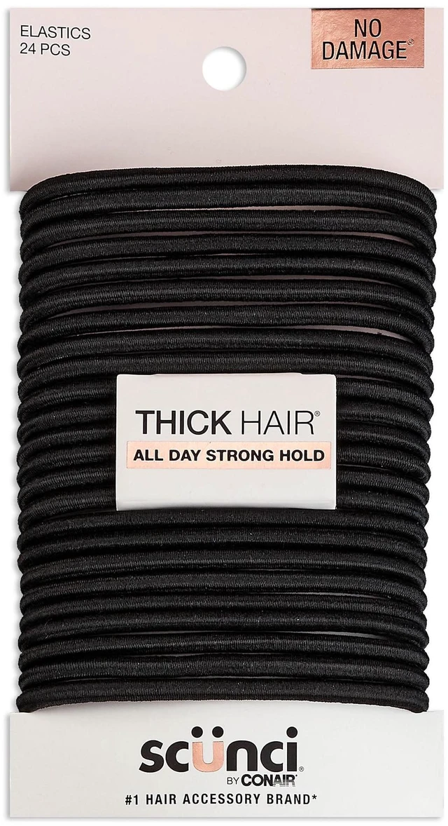 Main image of Scunci No Damage No Metal Hair Ties, Black, 24 Count Ponytail Holders