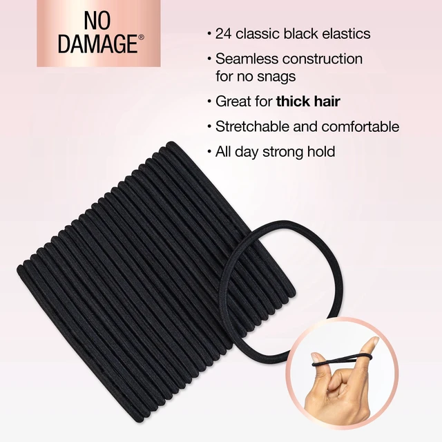 Alt view image 3 of 4 - Scunci No Damage No Metal Hair Ties, Black, 24 Count Ponytail Holders