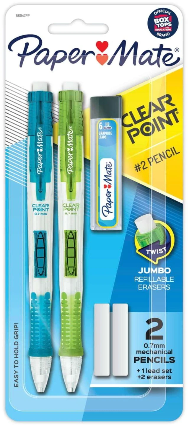 Main image of Paper Mate Clear Point Mechanical Pencils, 0.7mm, #2, Fashion Barrels, 2 Count