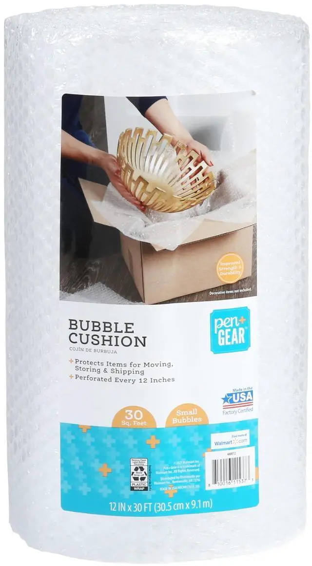 Main image of Pen+Gear 12 in. x 30 ft. Bubble Cushion Roll, Clear, Plastic, 3/16" Small Bubbles