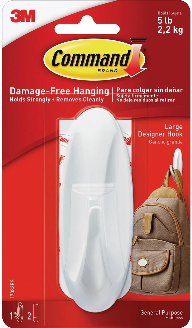 Main image of Command, MMM17083ES, Large Designer Hook, 1 / Pack, White