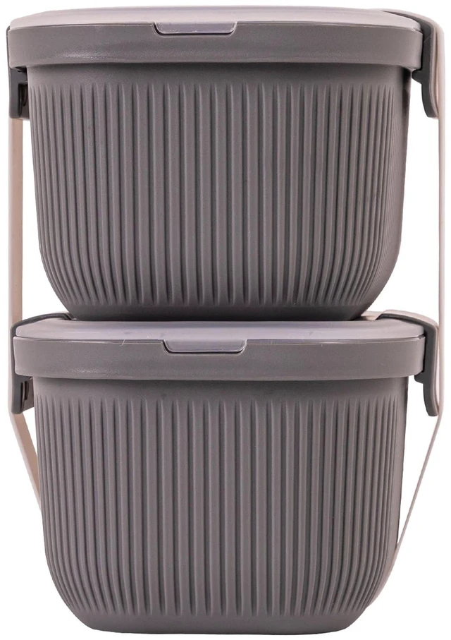Alt view image 3 of 5 - Mainstays Plastic Bento Snack Container, Rectangle, Gray, 19 oz