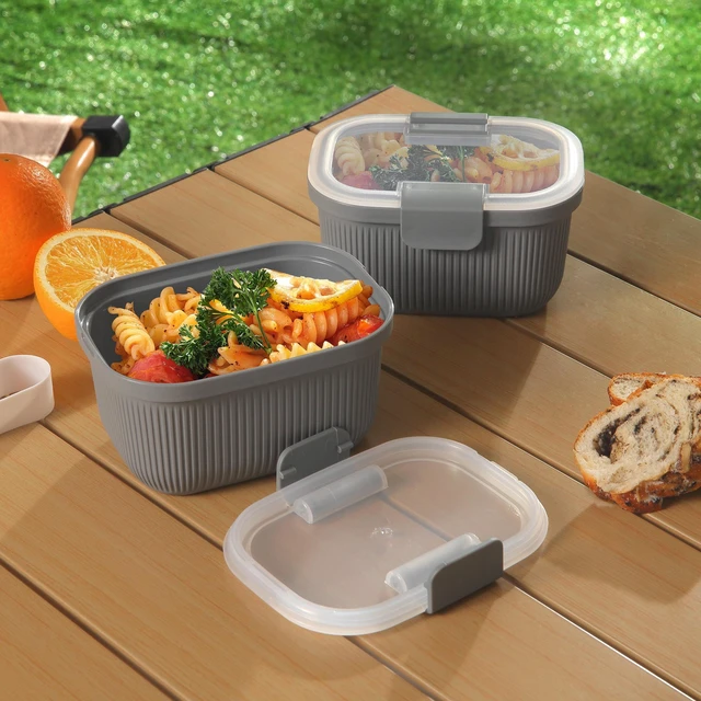 Alt view image 5 of 5 - Mainstays Plastic Bento Snack Container, Rectangle, Gray, 19 oz