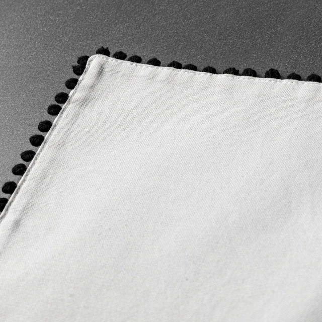 Alt view image 5 of 5 - Thyme & Table Placemat, Ivory with Black Pom Pom Trim, 14 x 19"