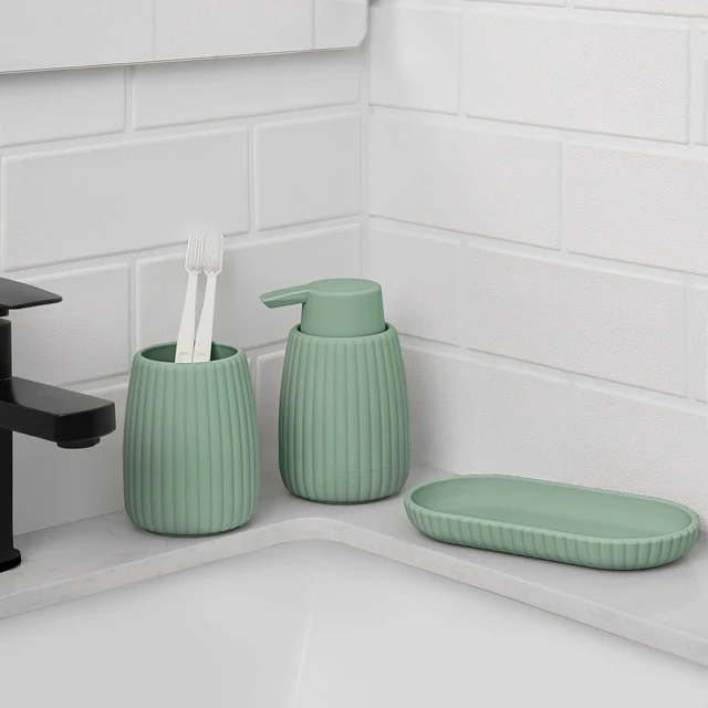 Alt view image 3 of 5 - Mainstays Rubberized Plastic Ribbed Soap Pump, Green
