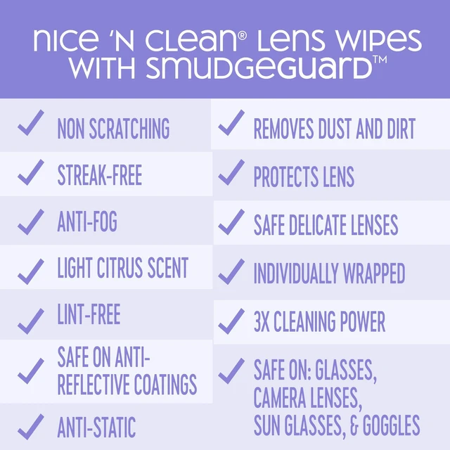 Alt view image 4 of 6 - Nice 'N Clean Smudgeguard Glasses Cleaning Wipes, Pre-Moistened Lens Wipes (100)