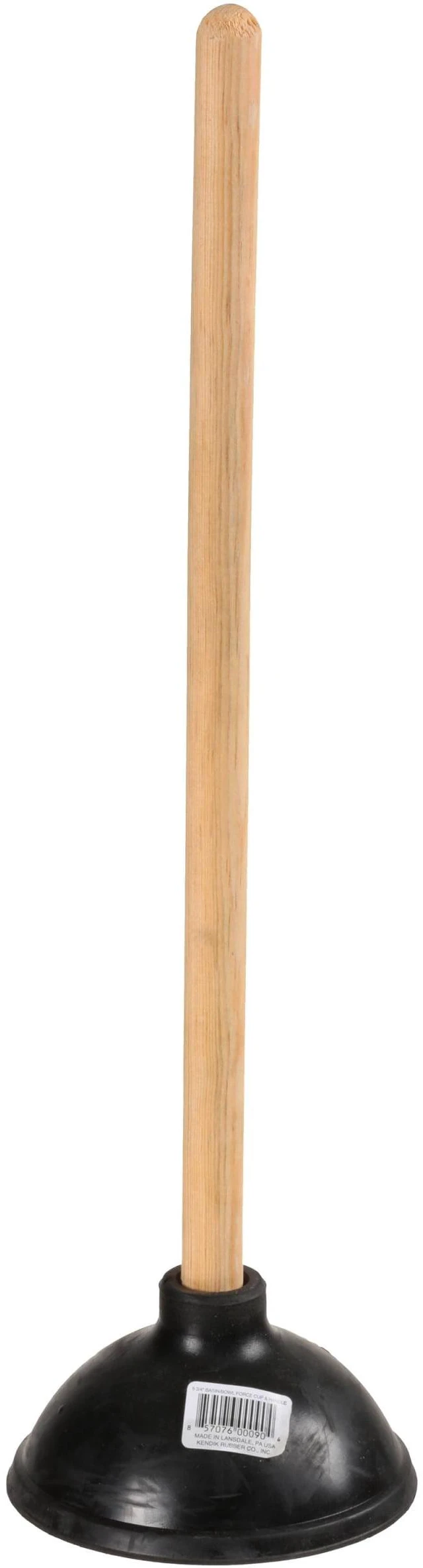 Main image of Kendik Rubber Toilet Plunger with Wood Handle. Clears Toilets, Sinks, Drains.