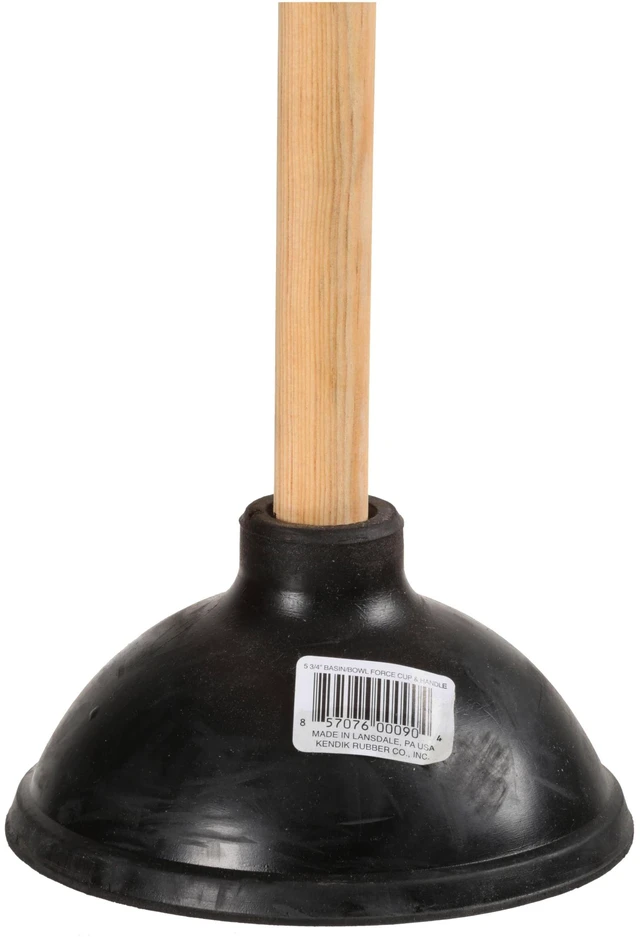 Alt view image 4 of 5 - Kendik Rubber Toilet Plunger with Wood Handle. Clears Toilets, Sinks, Drains.