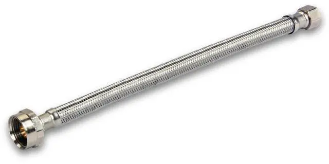 Main image of Highcraft 27423-NL Lead Free Stainless Steel Braided Tank Supply Line with 3/8" Compression Fitting and 7/8" BC Brass Nut, 20"
