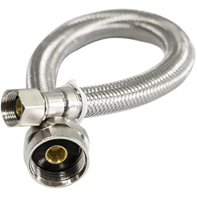 Alt view image 2 of 7 - Highcraft 27423-NL Lead Free Stainless Steel Braided Tank Supply Line with 3/8" Compression Fitting and 7/8" BC Brass Nut, 20"