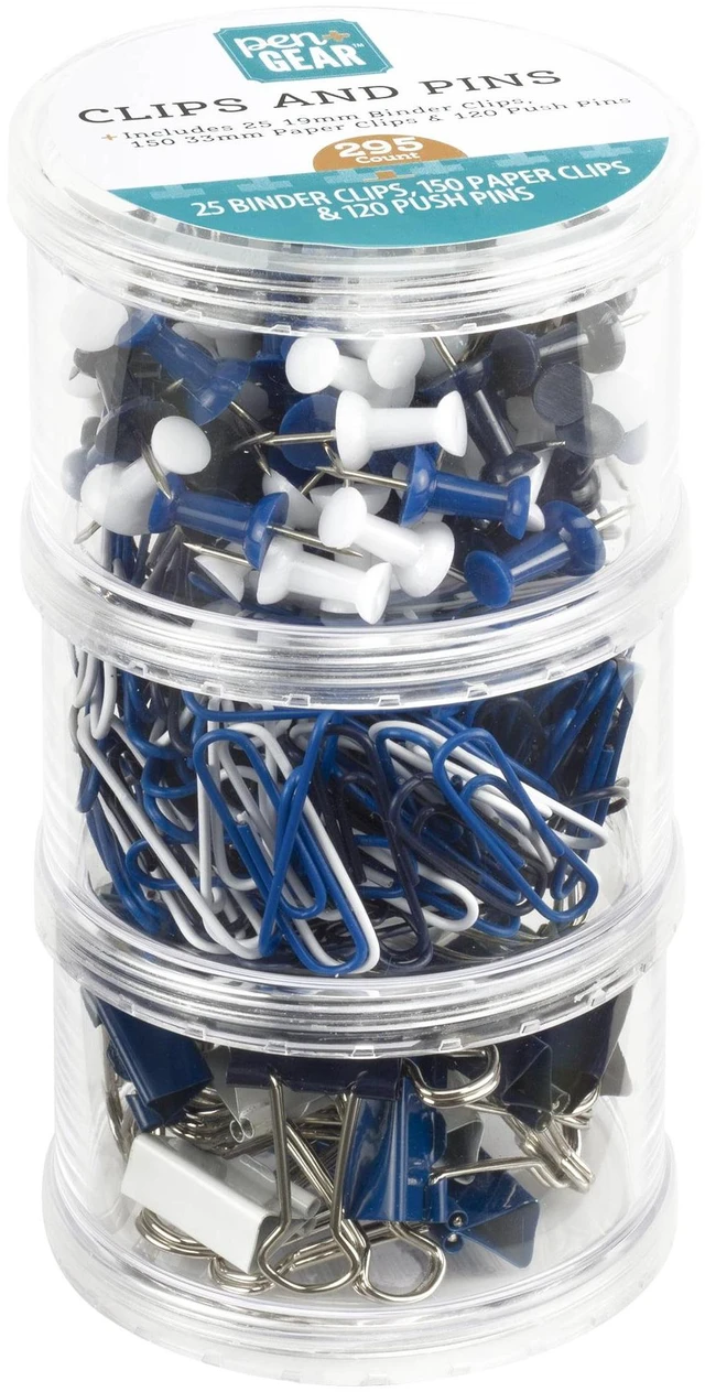 Main image of Pen + Gear Clips and Pins Set, 295 Count, Assorted Color, Size (19mm, 33mm) Model 595466225