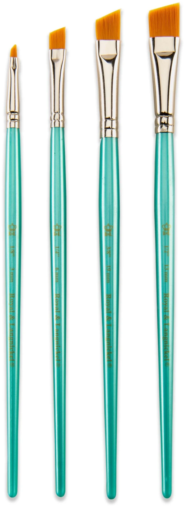 Alt view image 6 of 6 - Royal & Langnickel Angular Gold Taklon All Media Art Brush Set 4 Pieces