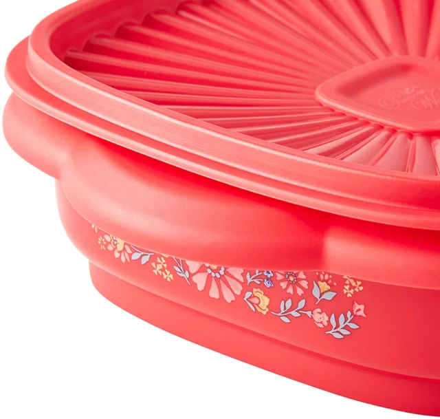 Alt view image 4 of 5 - The Pioneer Woman 3-Cup Capacity Plastic Food Storage Container with Lid, Red/Floral